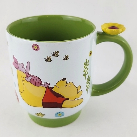 Disney Winnie The Pooh Mug & Friends Green White 3D Scupted Flower 🌼 - Picture 3 of 11